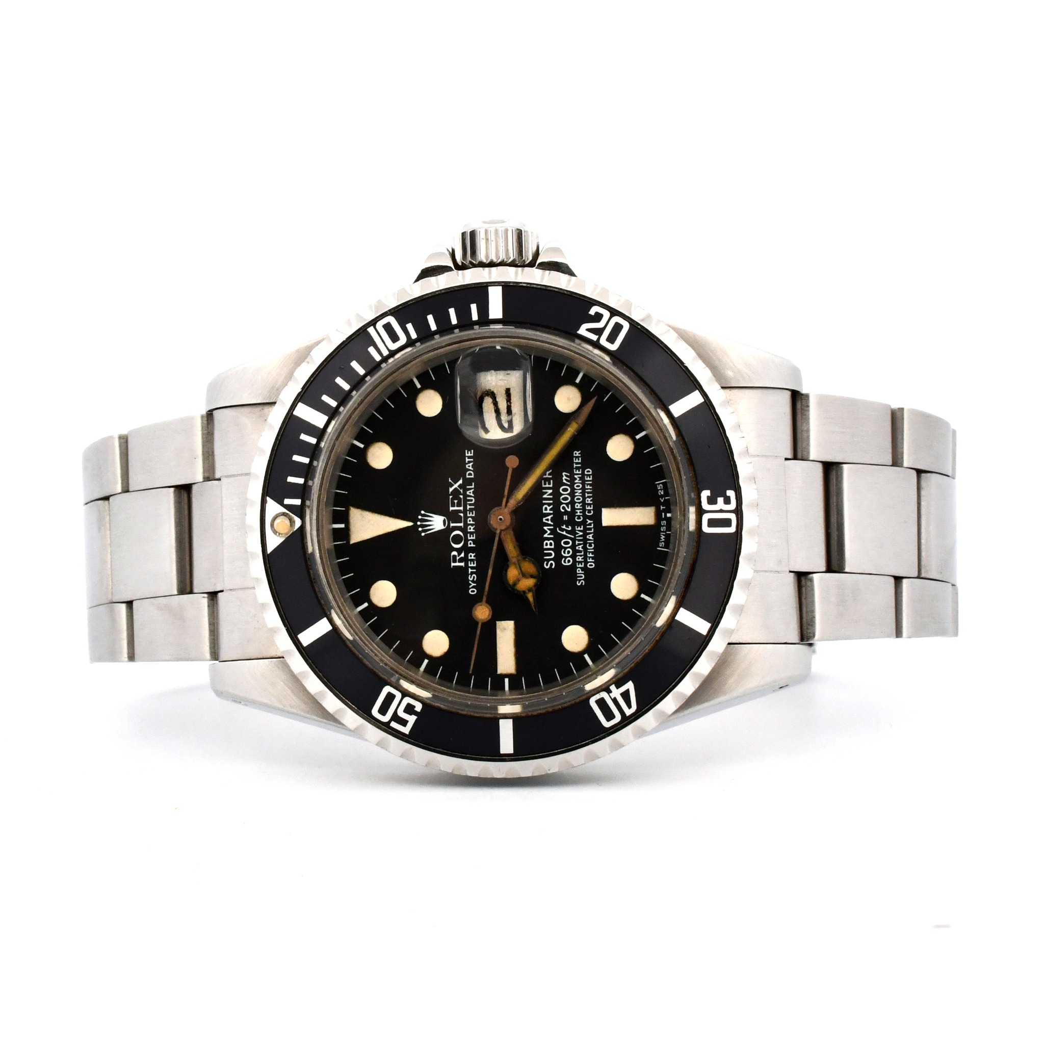 Rolex Submariner with a black dial and stainless steel bracelet